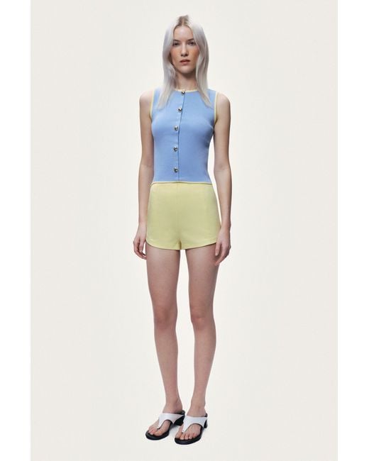 Nocturne Blue Button-Embellished Knit Top