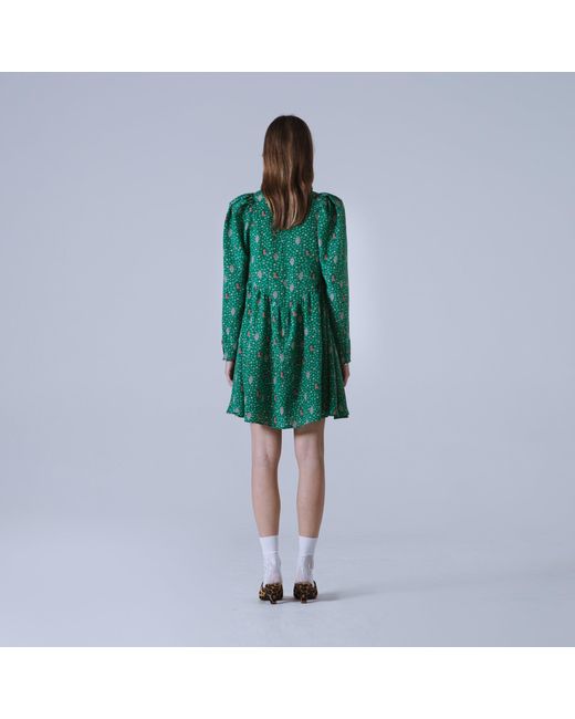 SVETA Milano Green Oxford Silk Floral Dress
