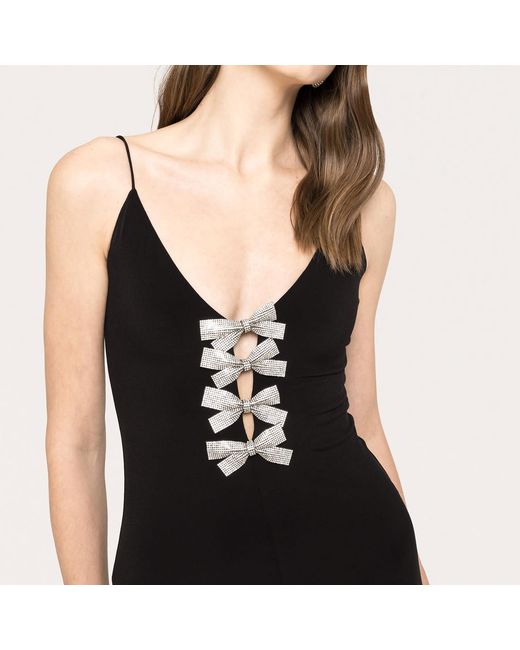 Nissa Black Bow-Detail Jersey Maxi Dress