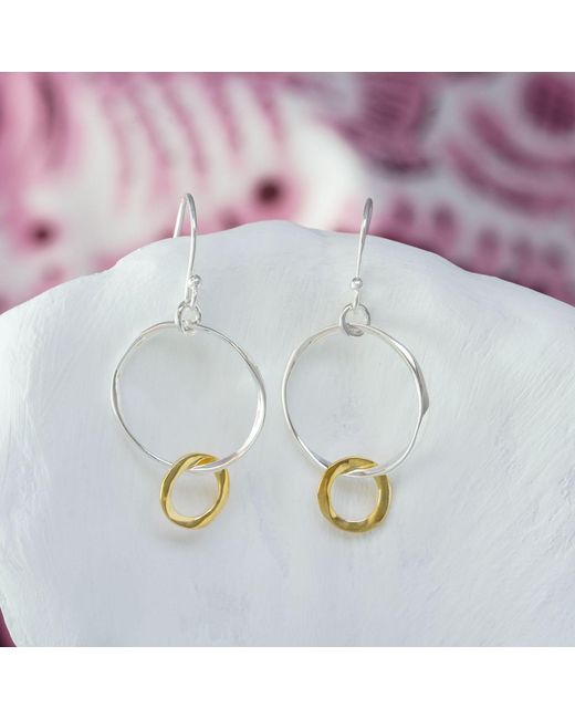Isla Silver Metallic Handmade Two Tone & Loop Earrings
