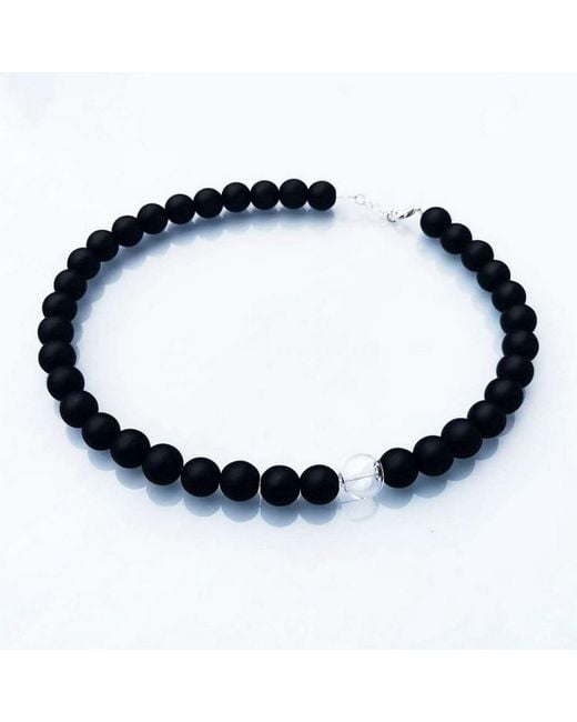 Laura Daili Blue Neutrals Timeless Pearl Glass Necklace