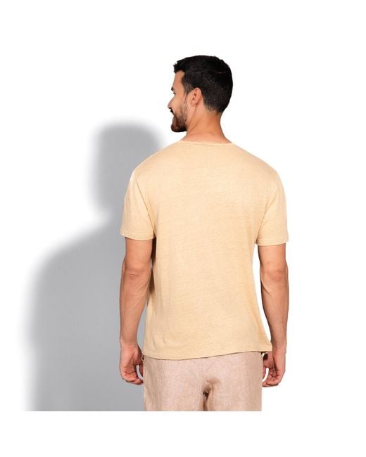 Maison Tangerine Natural Neutrals Linen T-Shirt Dune For for men
