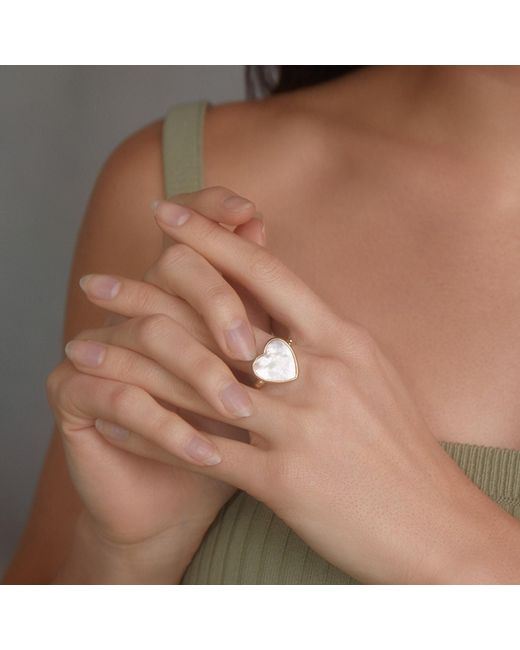 Vintouch Italy Metallic Happy Heart Pearl Stacking Ring