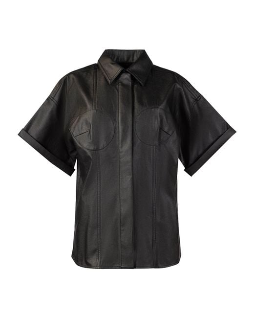 Lendrop Studios Black Mei Short Sleeve Leather Shirt