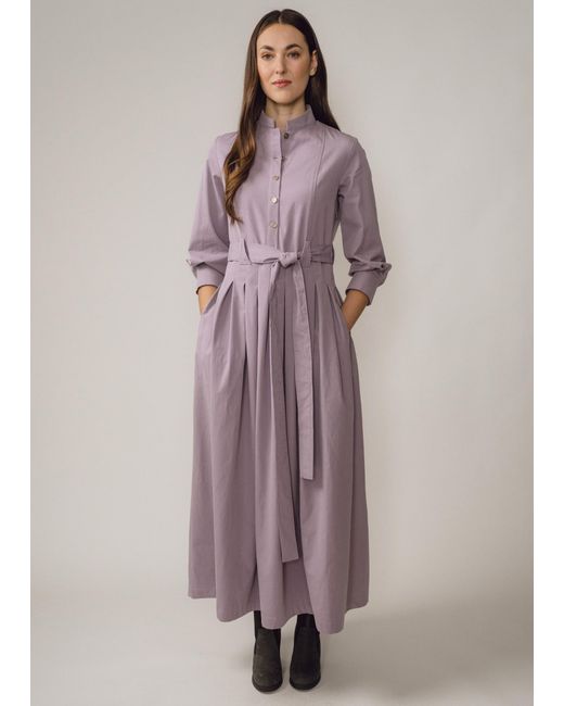 BEIRA Purple Marina Dress Long Pleated Shirt Dress