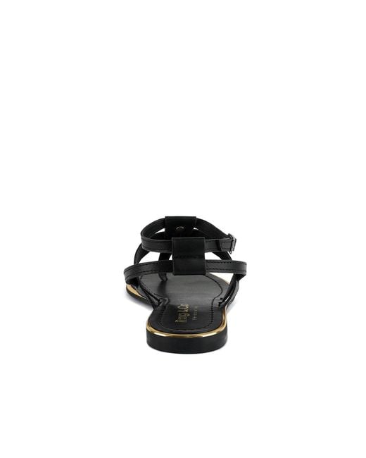 Rag & Co Black Irene Flat Thong Sandals By Rag & Co