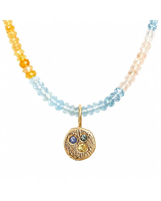 Zoe Alexandria Jewellery Metallic Aquamarine Beaded Necklace & Sapphire Bubble Charm
