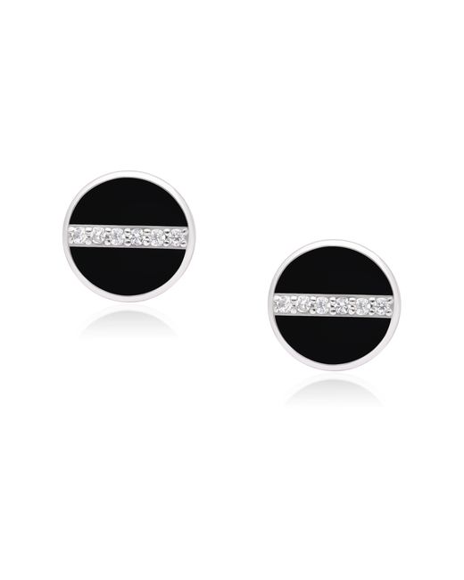 The Jewelz Black Enamel & Sparkling Cz Stud Earrings for men