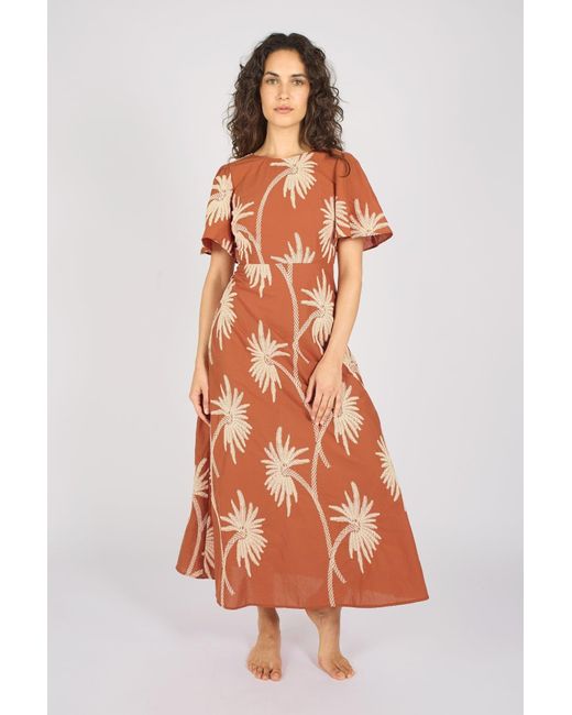 Traffic People Orange Palms Of Promise Rene Dress