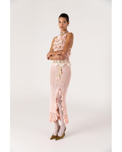 Andreeva Pink Chrysanthemum Handmade Crochet Top