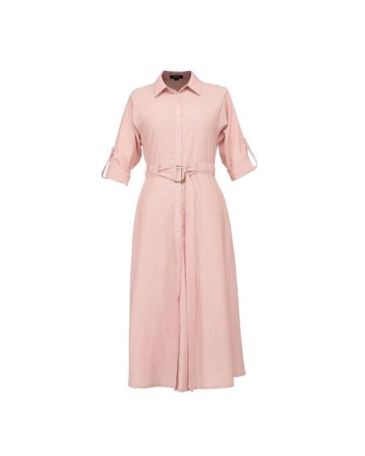 Smart and Joy Pink Long Minimalist Shirt Dress