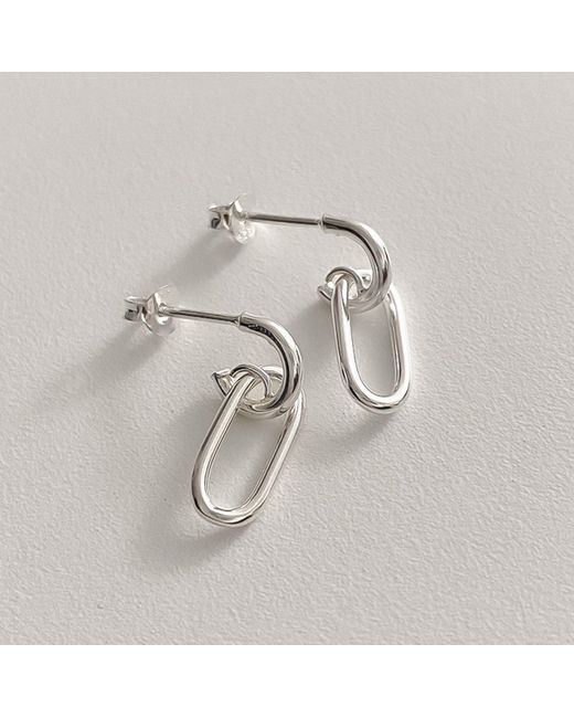 Cote Cache Metallic Oval Chain Link Drop Earrings