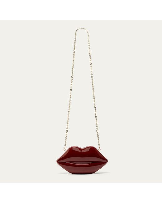 Lulu Guinness Red Garnet Medium Lips Clutch Bag