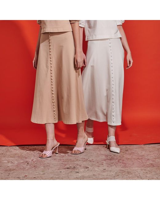 Roch Perel Natural Neutrals Polo Midi Skirt