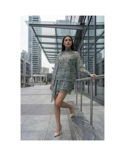 Modenaire Green Printed Blouse And Asymmetric Skirt Co-Ord Set
