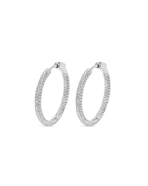 SALLY SKOUFIS Metallic Pursuit Pave Hoops Petite With Made Cz Diamond Stimulant