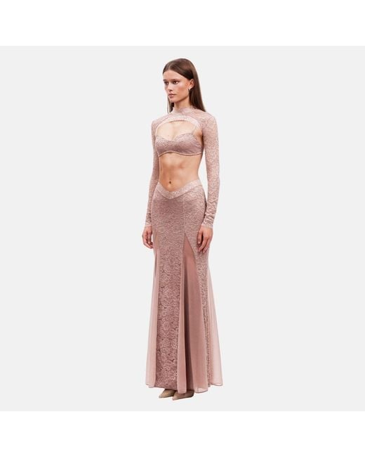 OW Collection Pink Naia Lace Maxi Dress