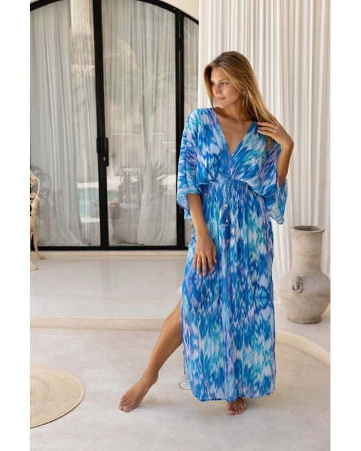 Sophia Alexia Blue Sea Dream Capri Kimono Dress
