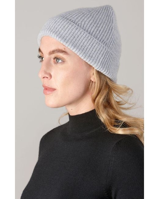 Paul James Knitwear Gray Lightweight Merino Cashmere Beaulinee Beanie