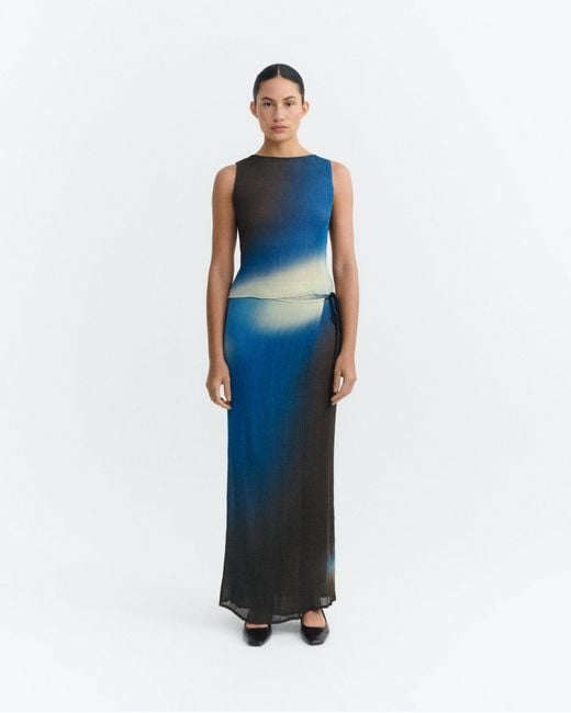 Thinking Mu Brown Pleated Long Skirt Glass Pauline