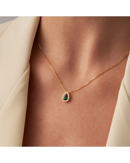 Shabella Nyc Metallic Starlight Emerald Tear Necklace