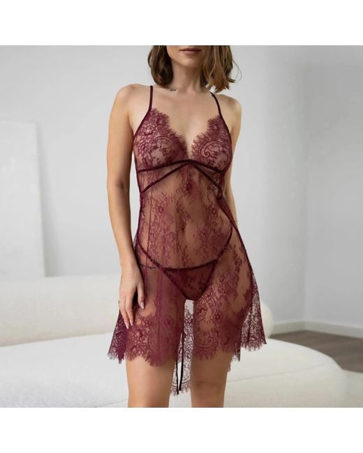 MONIQUE MORIN LINGERIE Purple Moonstruck Chemise Velvet