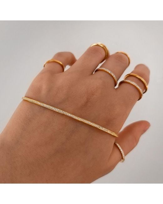 SALLY SKOUFIS Metallic Naked Palm Cuff With Made Cz Diamond Stimulant