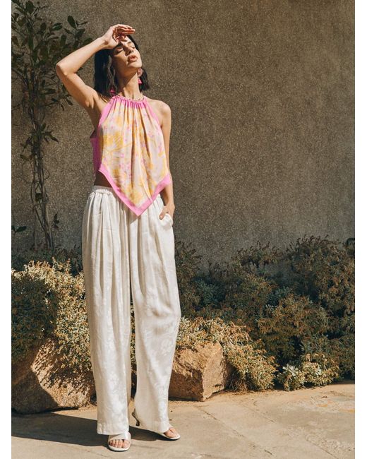 Lost Pattern White Beach Blossom Wide-Leg Pants