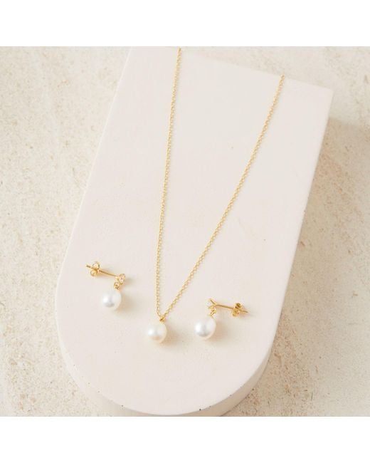 Esterah Metallic Freshwater Pearl Drop Earrings