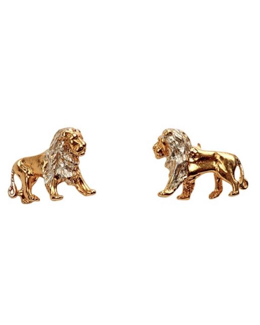 Simon Kemp Jewellers Metallic Lion Motif Vermeil Cufflinks for men