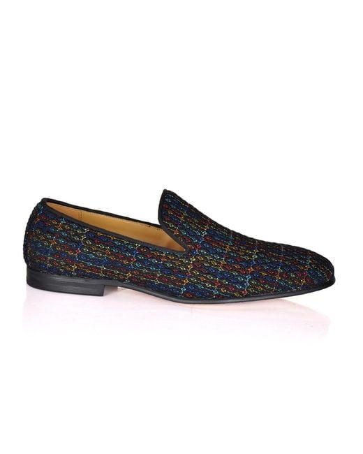 DAVID WEJ Blue Alberto Embroidery Multicolored Loafers for men
