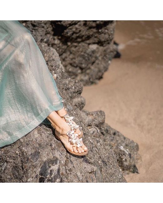 Sibylla Delphica Blue Leather Sandals With Shells