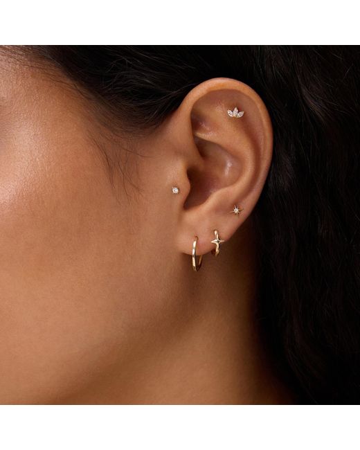 Vanhi White 14K Solid Lab-Grown Diamond Lotus Flat Back Stud