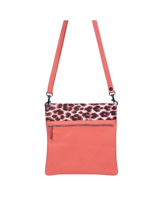 Owen Barry Red Cowhide Crossbody Bag Pansy Coral Stevie