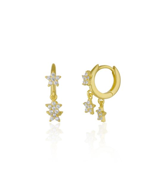 Spero London Metallic Star Sterling Eardrop Hoop Earring