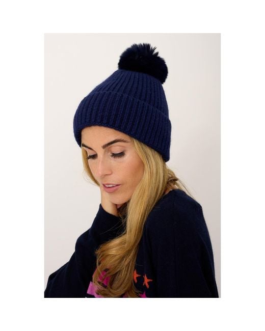 At Last Blue Chunky Six Ply Cashmere Hat