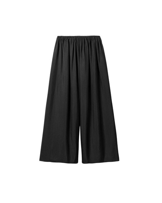 Nocturne Black Elasticated Wide-Leg Pants