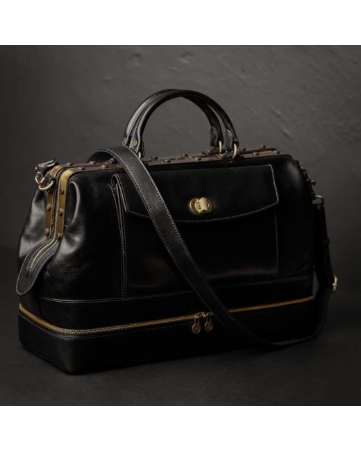 Time Resistance Black Leather Doctor Bag, Medical Bag, Leather Handbag