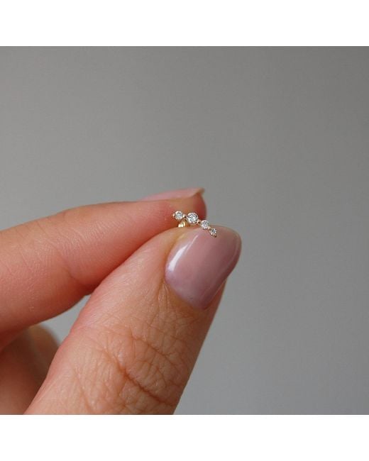 Zohreh White Neutrals Graduated Diamond Curve Flat Back Earring 14K
