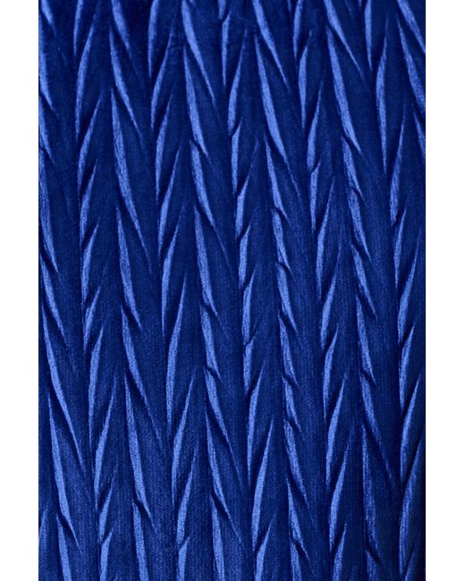 Louche Blue Milene Velvet Pleat Midi Dress