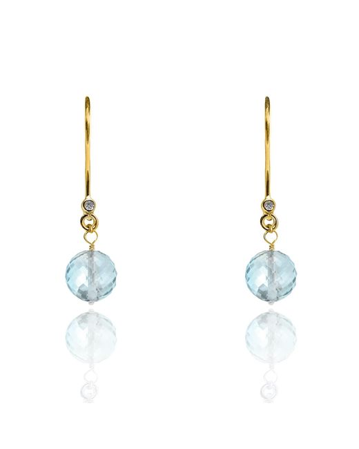 Kaizarin Blue Aquamarine Birthstone Drop Earrings