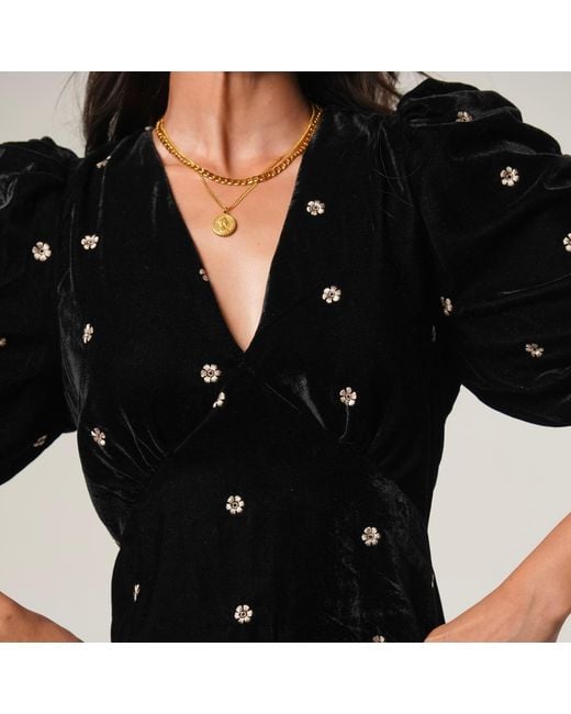 Rose & Nancy Black Mila Velvet Midi Dress