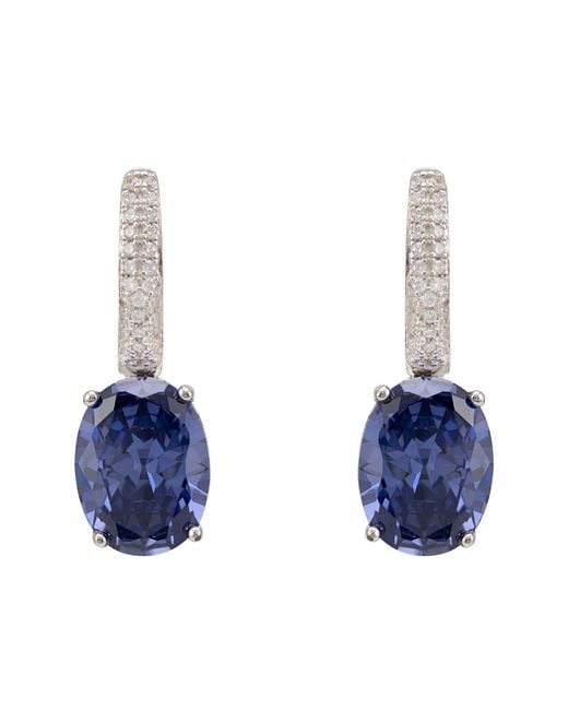 Latelita London Blue Alexandra Oval Drop Earrings Tanzanite