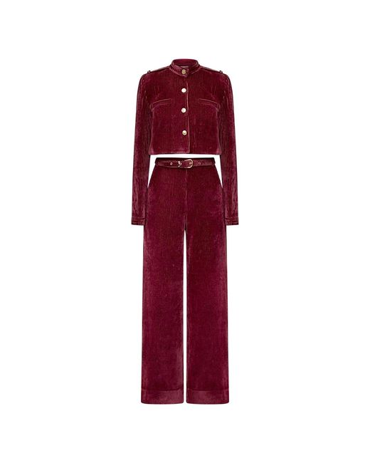 Why Mary Red Odessa Stretch Corduroy High Waisted Pants