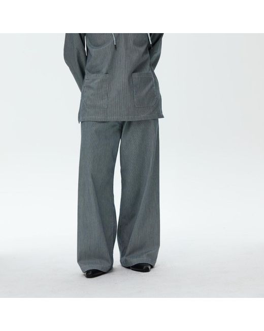 Born in Exile Gray Wide Stripe Pants Mid Rise for men