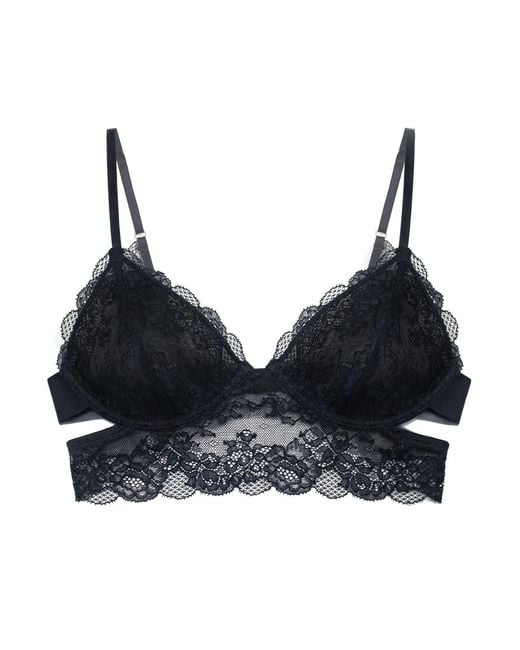 MONIQUE MORIN LINGERIE Black Wild Lace Long Line Bra