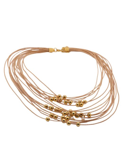 Nart Nature Making Art Metallic The Balls Layers Buriti Natural Fiber Necklace