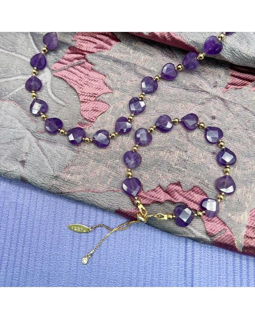 Farra Purple Heart-Shaped Amethyst Adjustable Bracelet