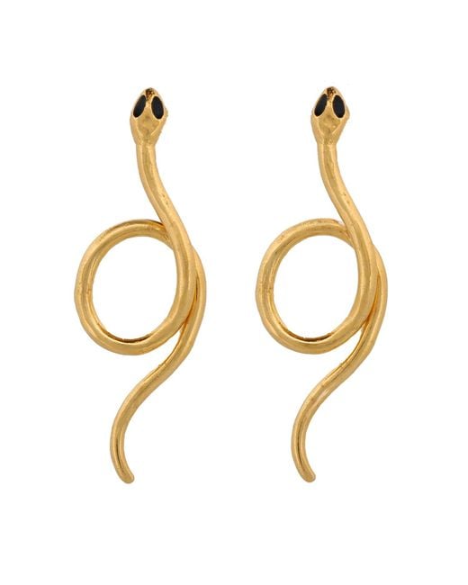 Ebru Jewelry Metallic Onyx Eyed Serpent Earrings