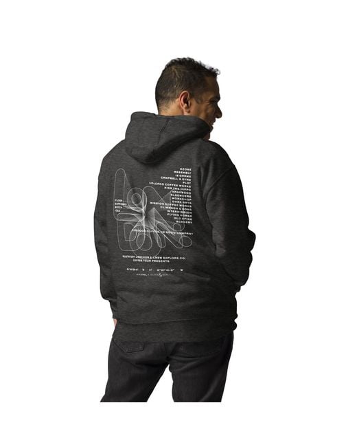 Anchor and Crew Gray Heather Gustatory London Coffee Scene Cotton Blend Embroidered Hoodie
